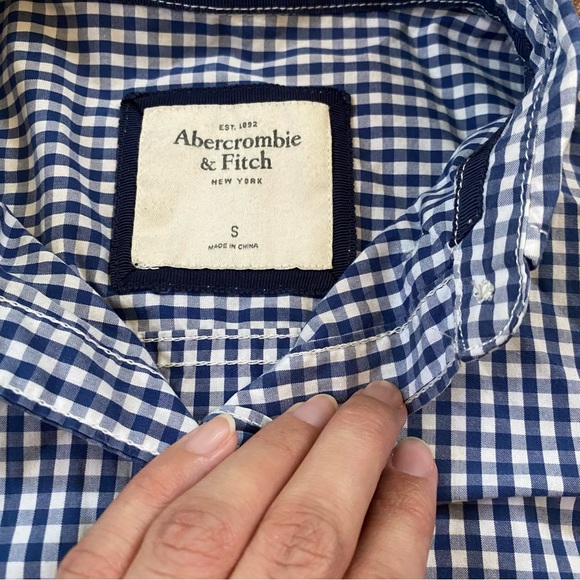 Abercrombie & Fitch Blue and White Check Button Down Shirt Size Small vintage - Picture 3 of 5